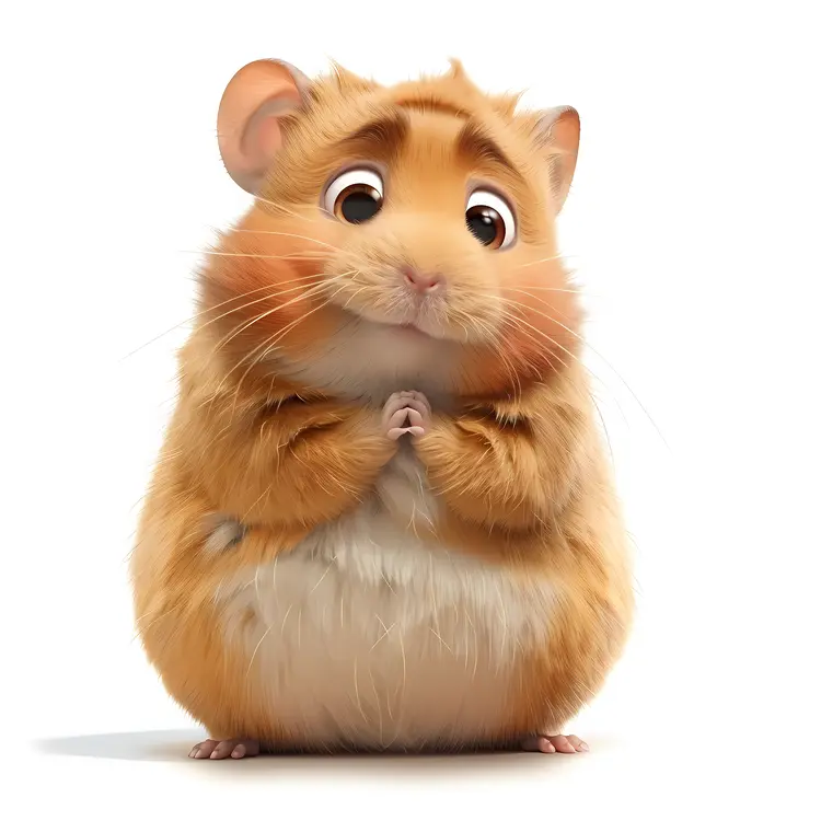 Cute Cartoon Hamster with Folded Hands