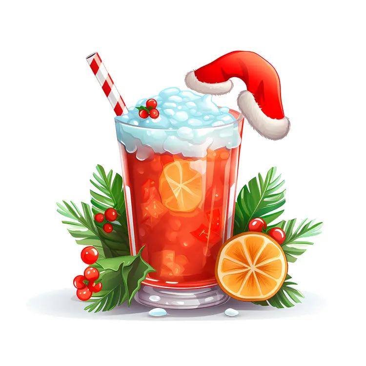 Festive Christmas Drink with Santa Hat