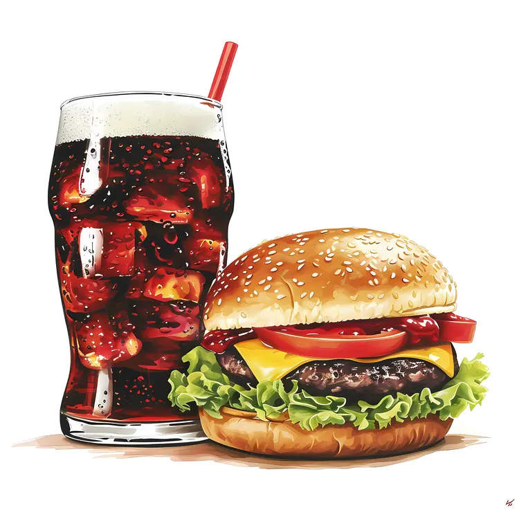 Delicious Burger and Soda Illustration