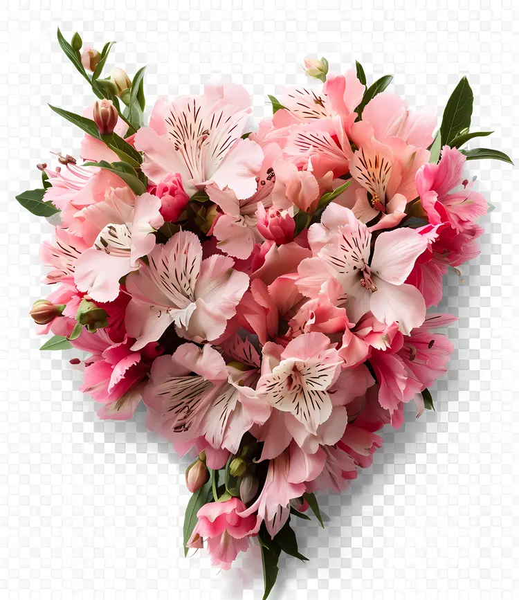 Heart Shaped Pink Alstroemeria Bouquet