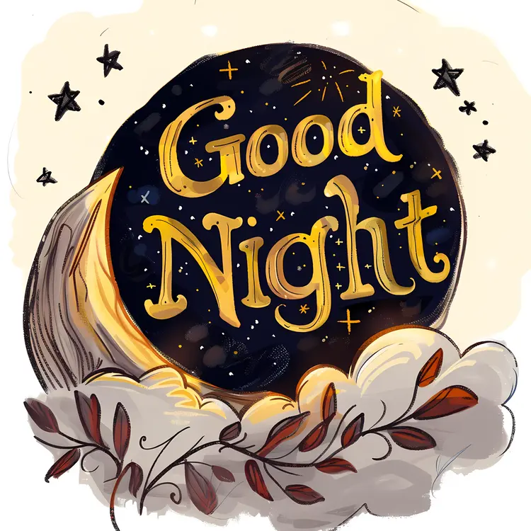 Good Night Moon and Stars Illustration