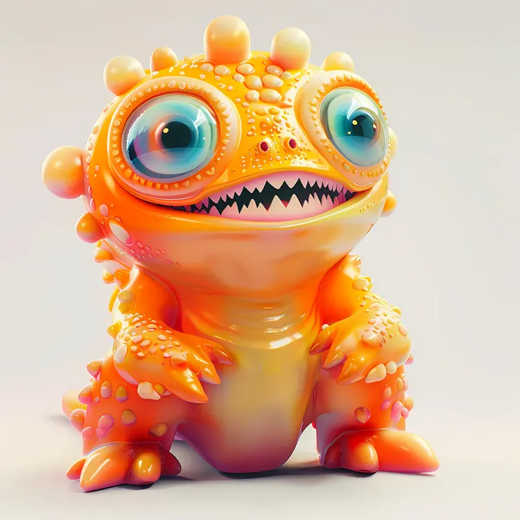 Cute Orange Lizard Cartoon Character
