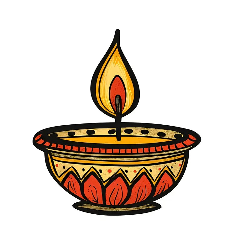 Traditional Diya with Flame