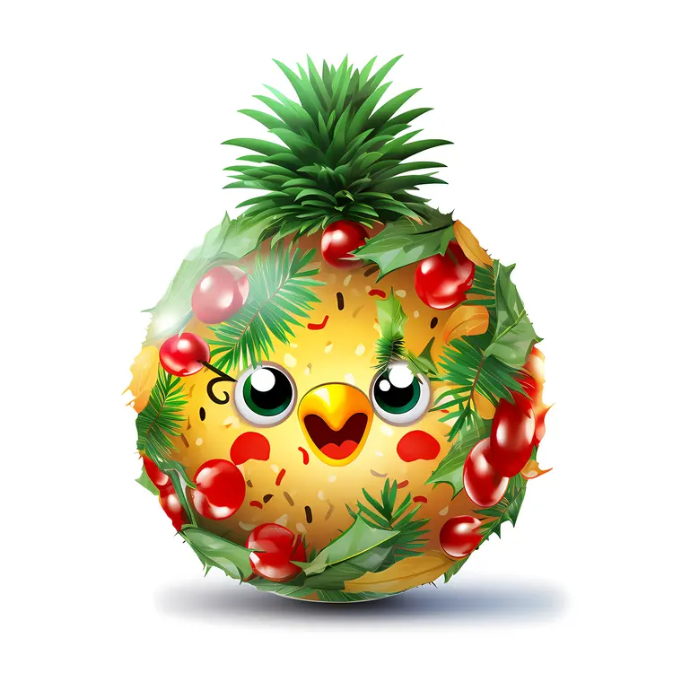 Decorated Pineapple with Christmas Berries