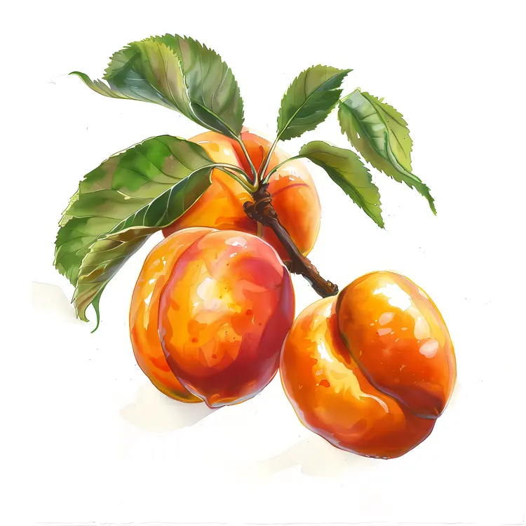 Ripe Orange Apricots on a Branch