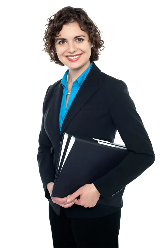 Smiling Businesswoman Holding Files