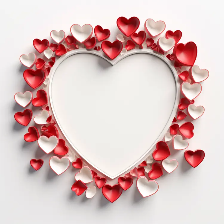 Heart Shape Frame with Red and White Hearts