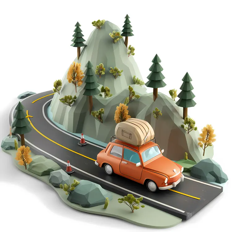 Car on a Mountain Road Trip