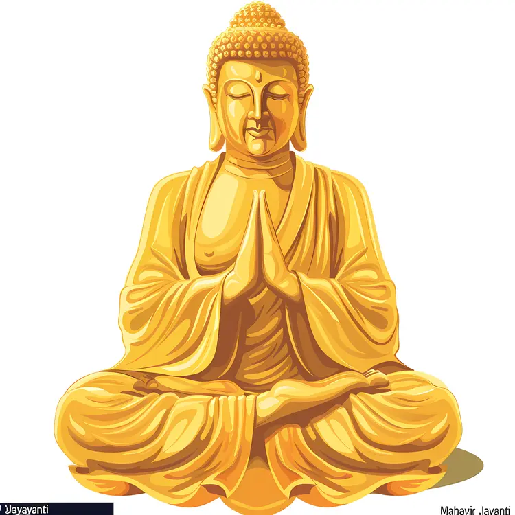 Golden Buddha Statue with Hands in Prayer