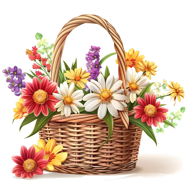 Beautiful Flower Basket Illustration