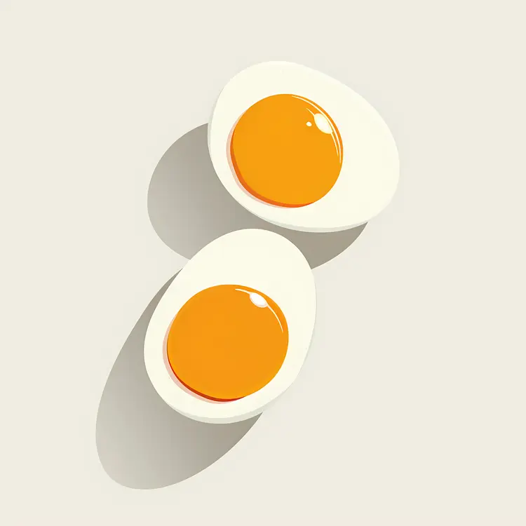 Two Halved Eggs with Yolk