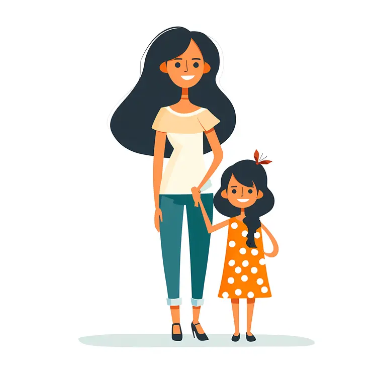 Mother and Daughter Holding Hands