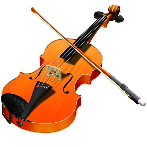 Bright Orange Violin with Bow