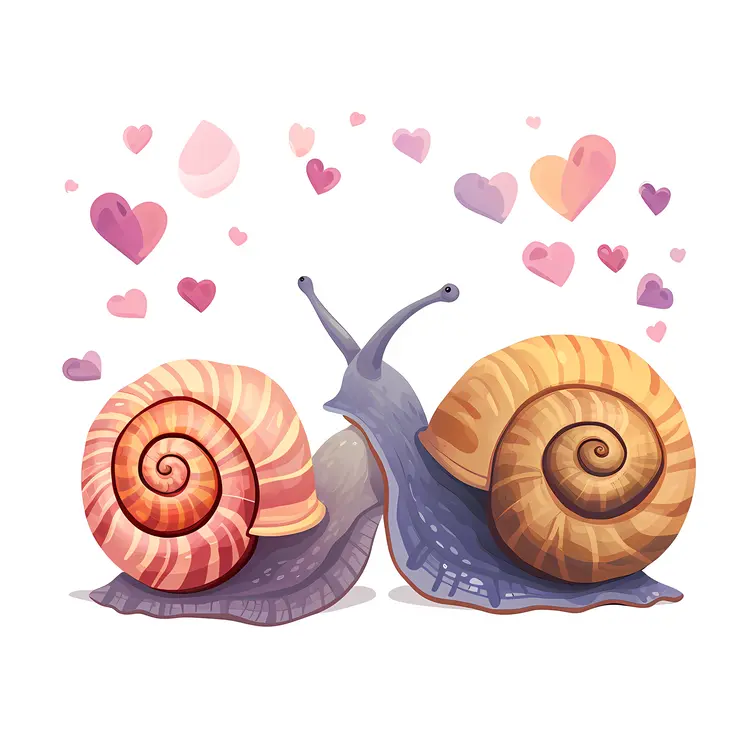 Snails in Love with Hearts