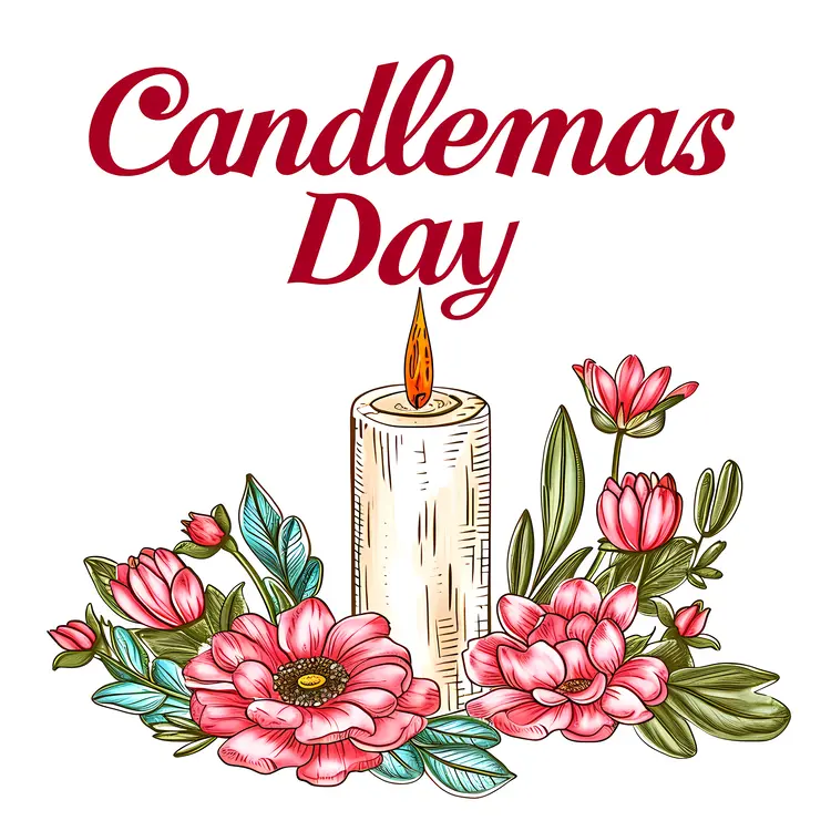 Candle with Flowers for Candlemas Day