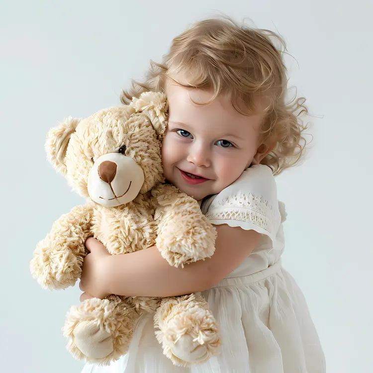 Cute Child Hugging Teddy Bear