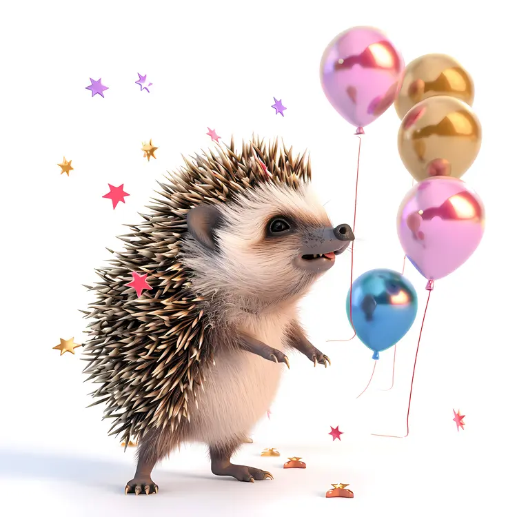Cute Hedgehog with Balloons