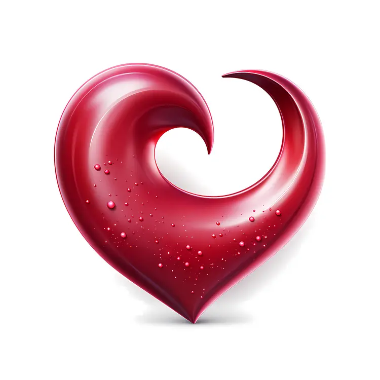 Red Heart Symbol with Droplets