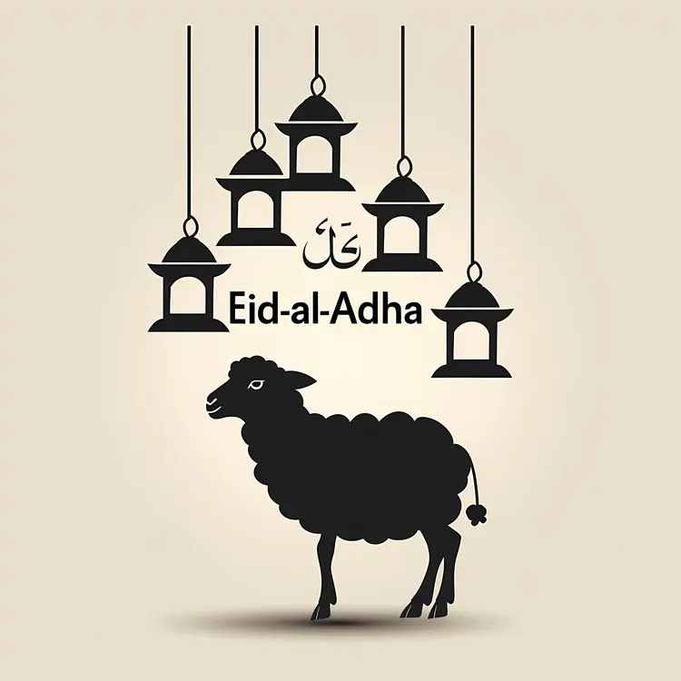Eid al-Adha Celebration with Lanterns and Sheep