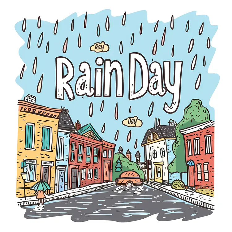 Rainy Day in the Town Illustration