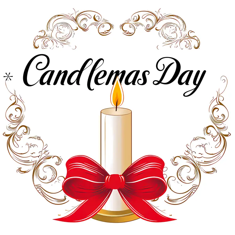 Candle with Red Ribbon for Candlemas Day