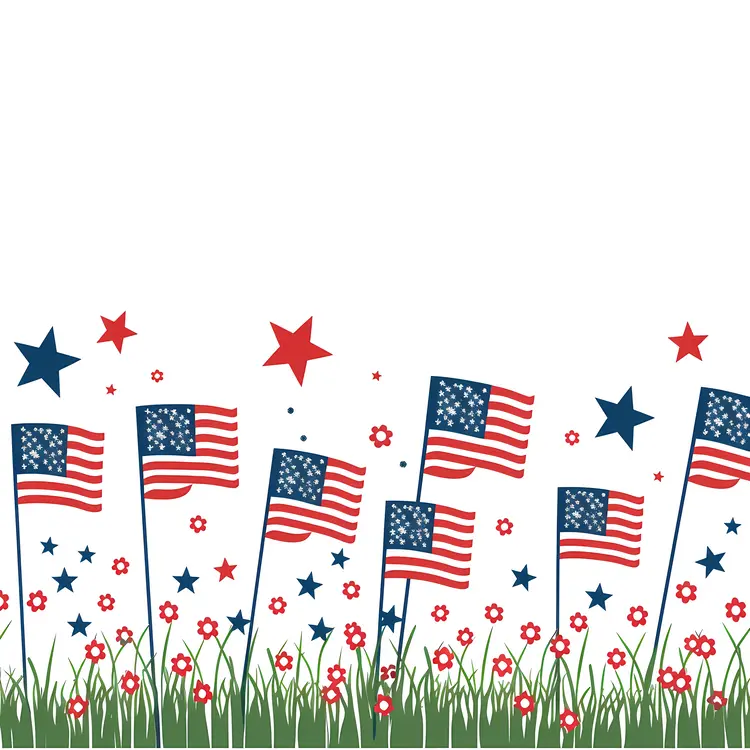 American Flags and Stars Decoration