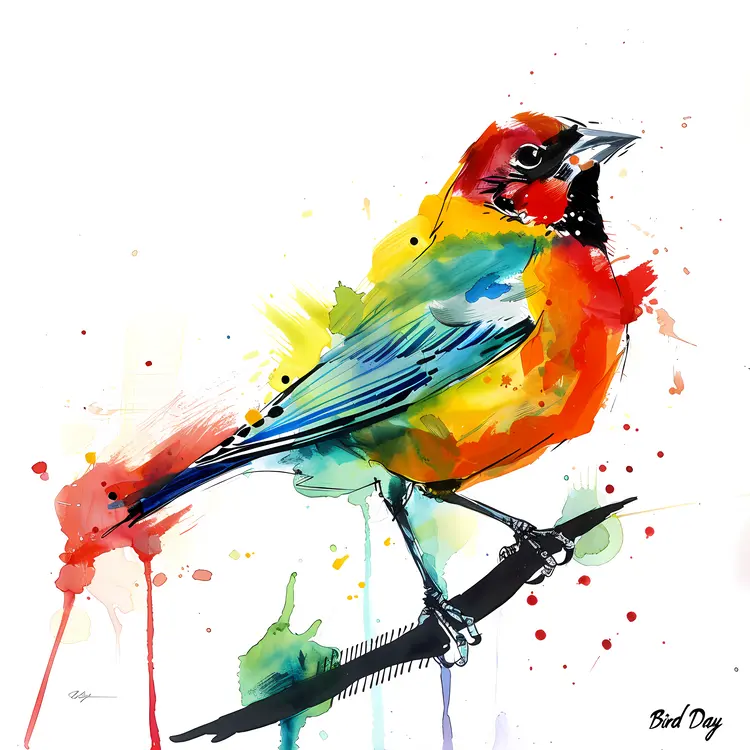 Colorful Watercolor Bird Art