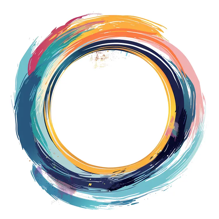 Painted Circular Frame with Brush Strokes