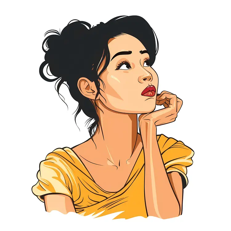 Thoughtful Woman in Yellow Dress