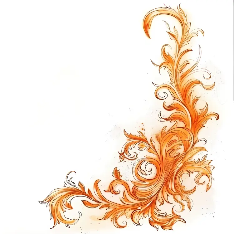 Elegant Orange Floral Swirl Design
