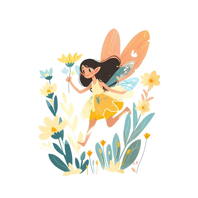 Fairy with Flowers in a Garden