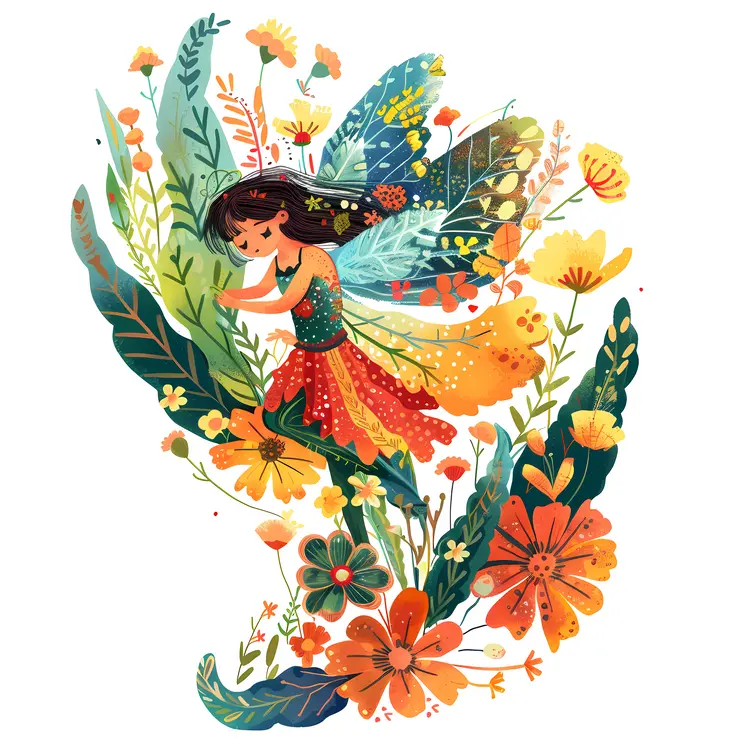 Delightful Fairy with Floral Elements