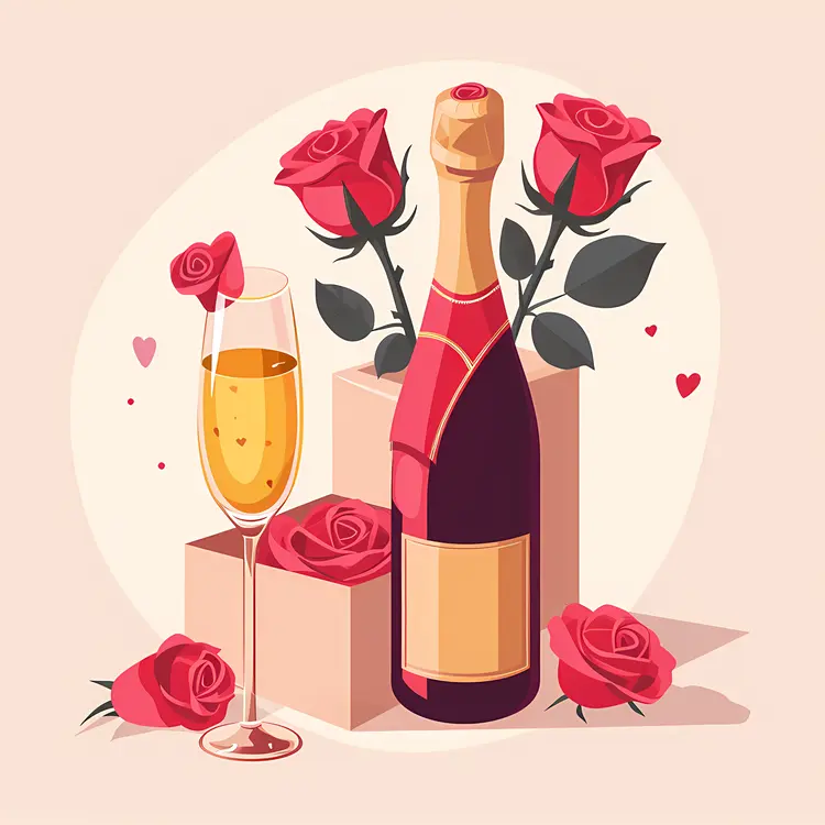Champagne and Roses for a Romantic Celebration
