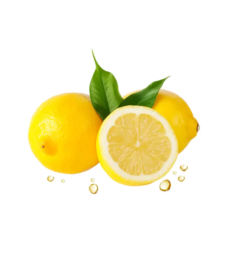 Fresh Yellow Lemons with Leaves