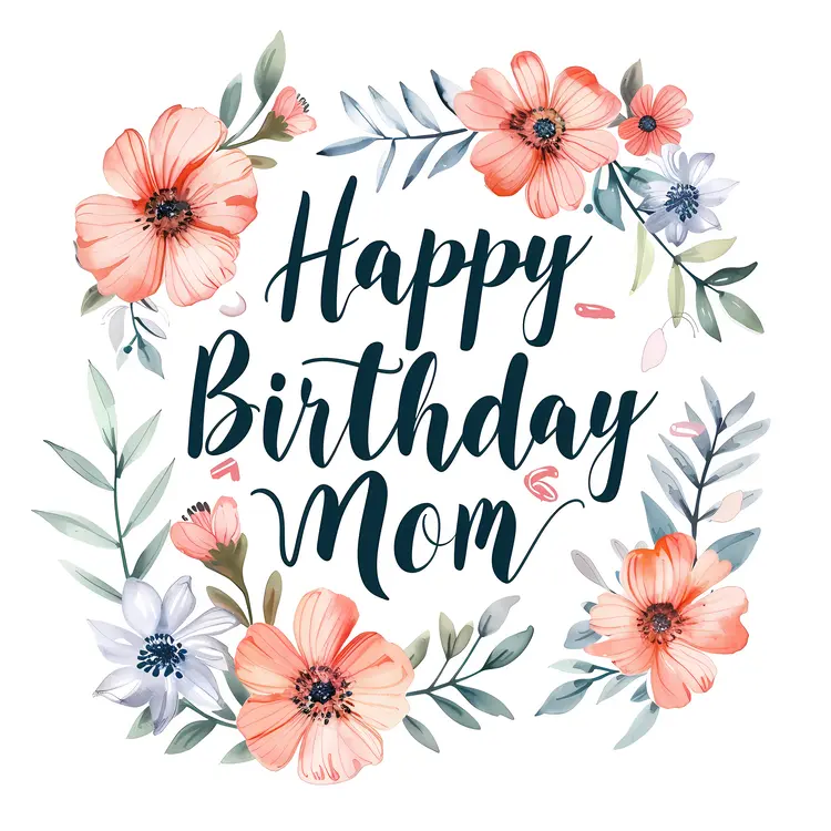 Happy Birthday Mom Card with Floral Design