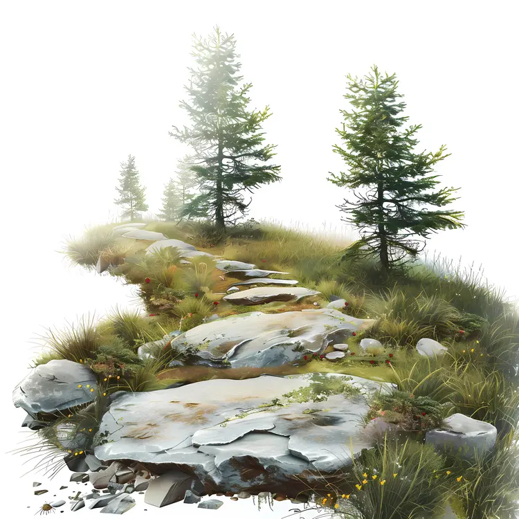Rocky Path with Trees