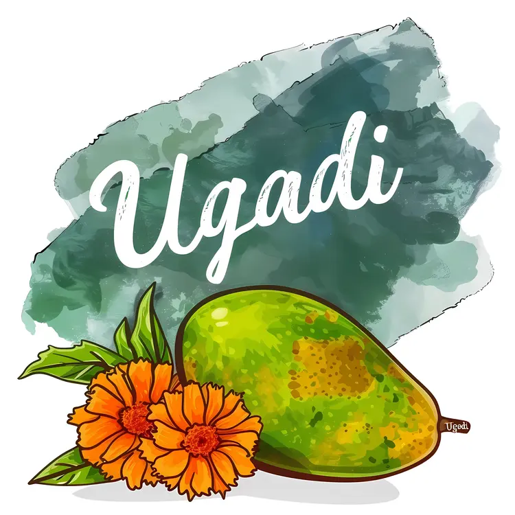 Ugadi Festival with Green Fruit and Flowers