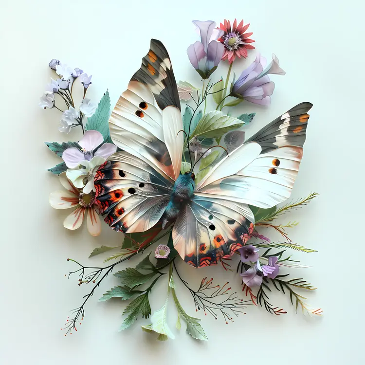 Butterfly with Floral Arrangement