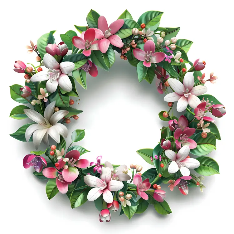 Charming Floral Wreath with Pink and White Flowers