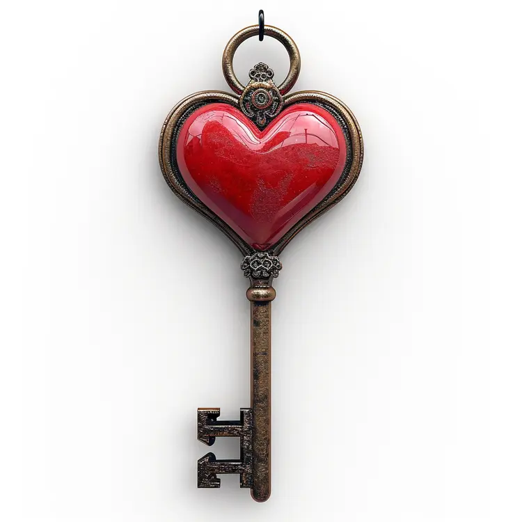 Vintage Red Heart Key