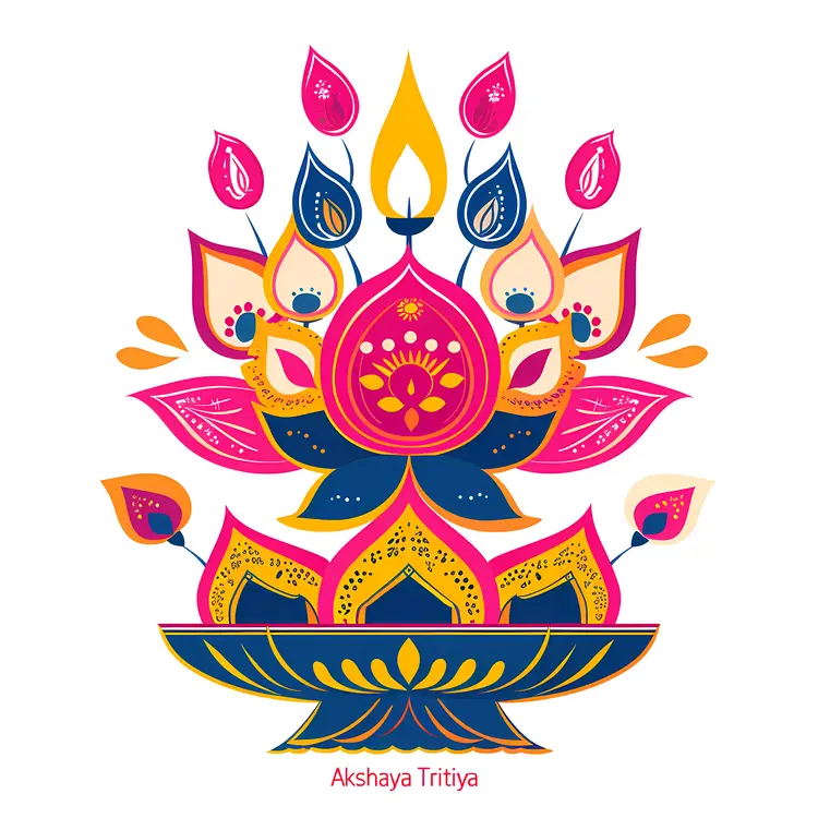 Colorful Akshaya Tritiya Diya Illustration