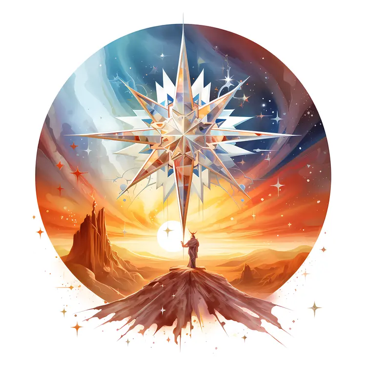 Star with Sunset Landscape