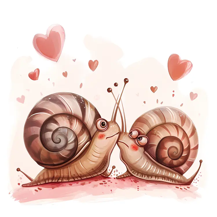 Snail Pair with Hearts