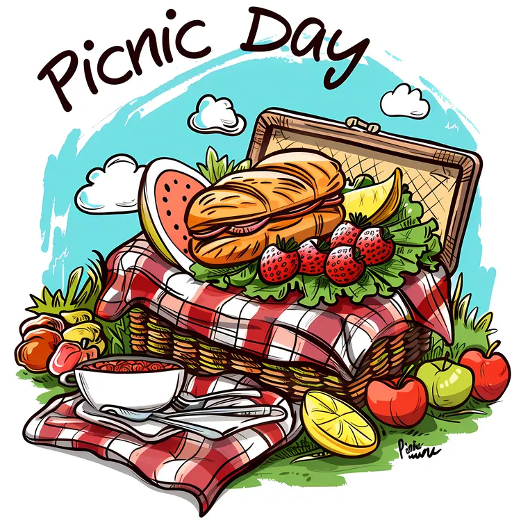 Picnic Day with Basket and Food