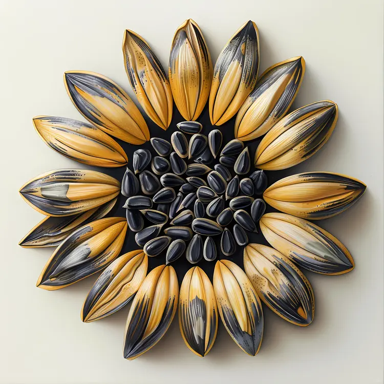 Sunflower Seeds in Artistic Pattern