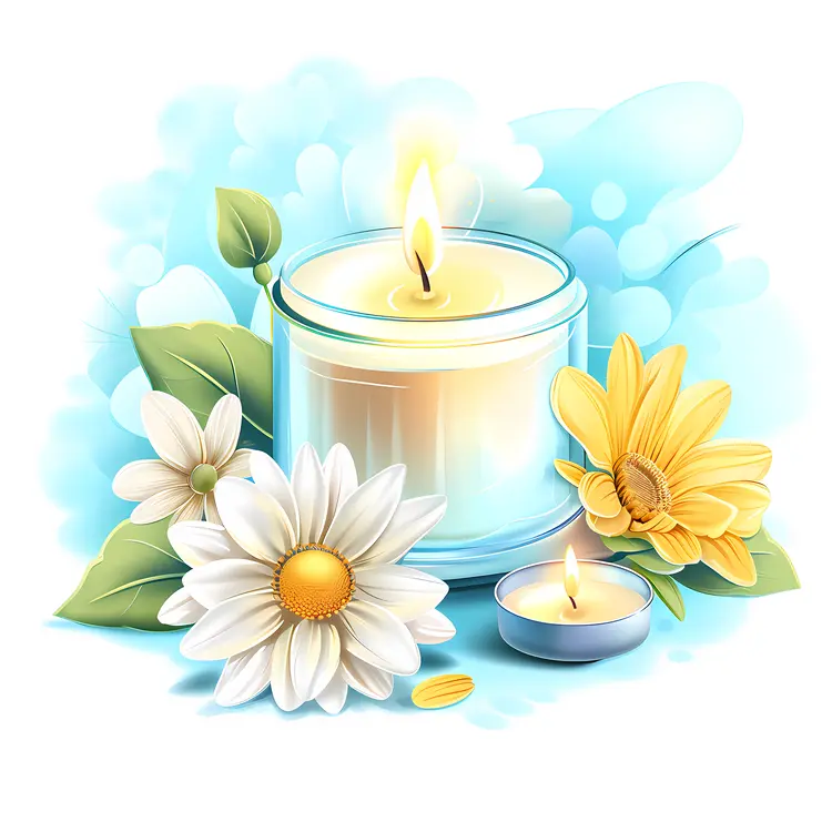 Candles and Flowers with Leaves