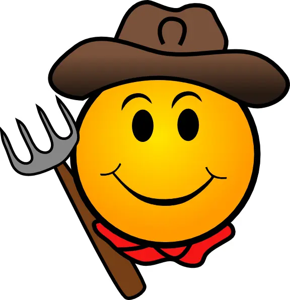 Smiley Farmer Emoji with Pitchfork