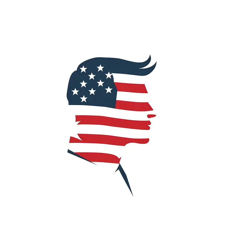 Patriotic American Flag Silhouette Illustration