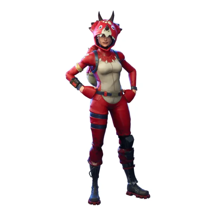 Female Character in Red Dinosaur Costume from Video Game