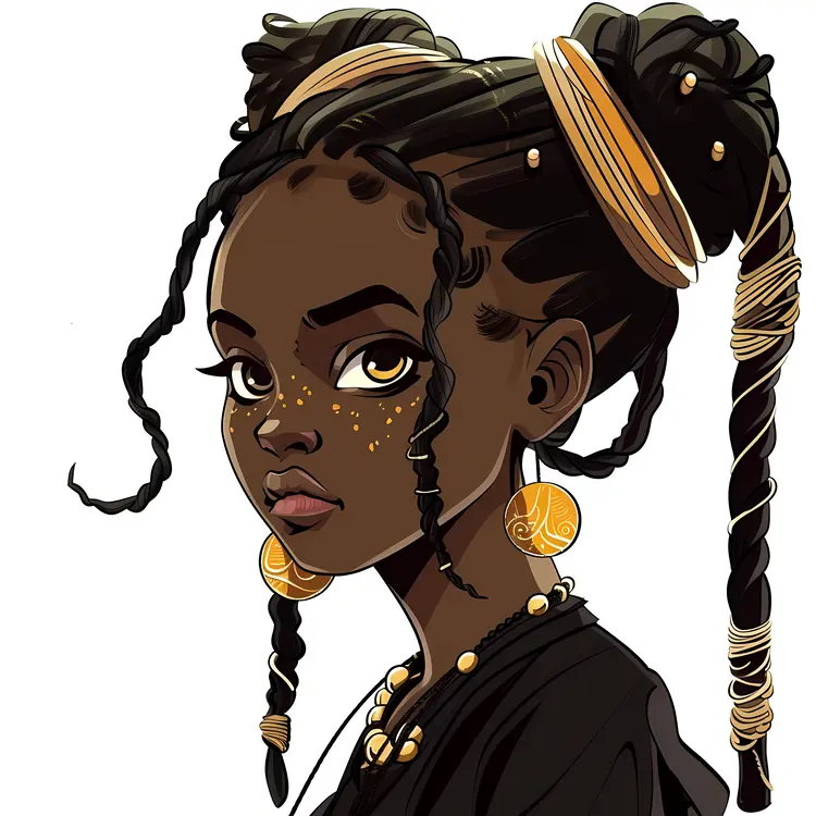 Girl with Braided Hair and Jewelry